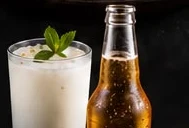 Ayran and a bottle of local beer